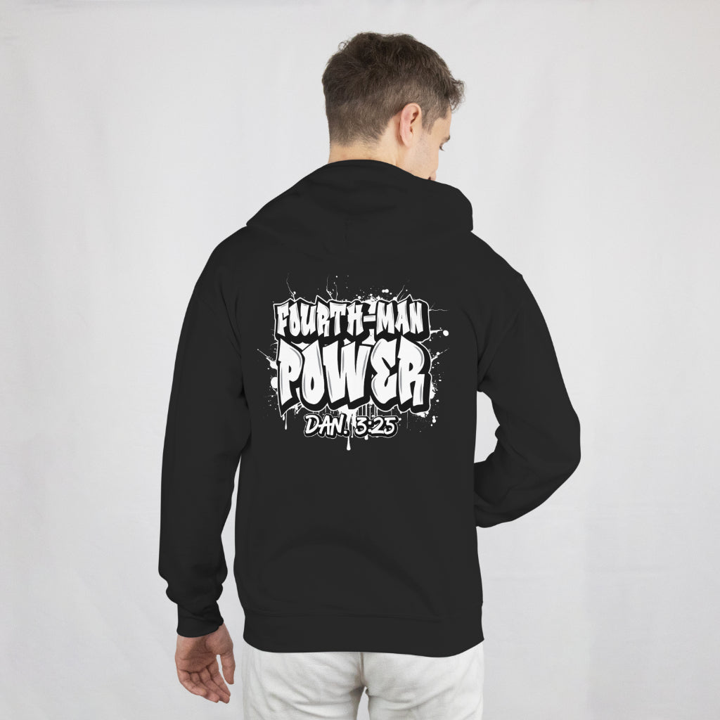 Fourth-Man Power ZipUp Unisex Hoodie (White Lettering)