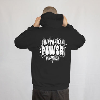 Fourth-Man Power Christian Hoodie – White Lettering | Faith-Based Streetwear