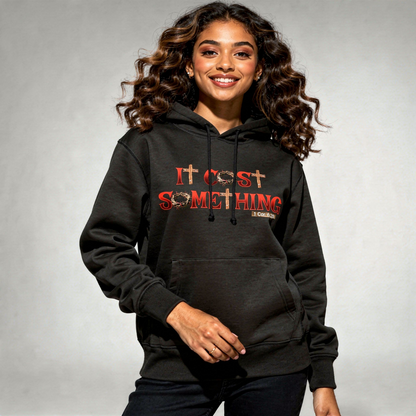 It Cost Something Hoodie – Red Front Print | Christian Faith Streetwear